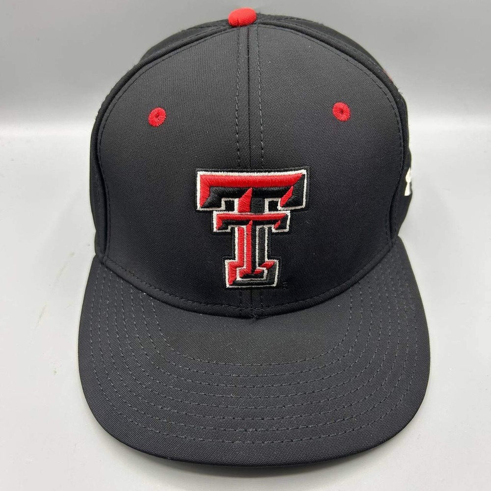 Texas Tech Red Raiders Hat Men 7 3/4 Black Gray Under Armour Fitted Cap New